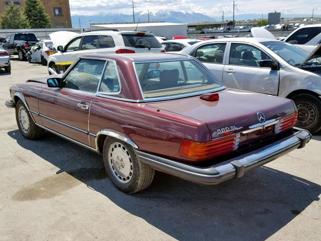 WDBBA48DXHA059646 - 1987 MERCEDES-BENZ 560 SL RED photo 3