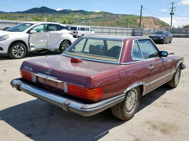 WDBBA48DXHA059646 - 1987 MERCEDES-BENZ 560 SL RED photo 4