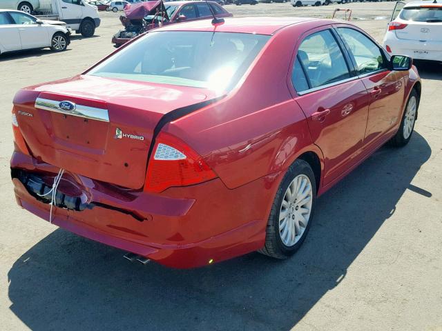 3FADP0L35BR199008 - 2011 FORD FUSION HYB RED photo 4