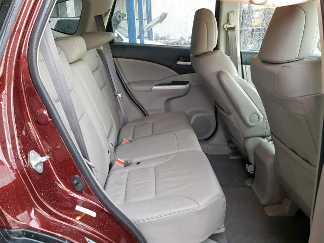 5J6RM4H72CL004830 - 2012 HONDA CR-V EXL BURGUNDY photo 6