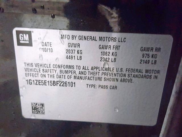 1G1ZE5E15BF226101 - 2011 CHEVROLET MALIBU LTZ 黑色 照片 10