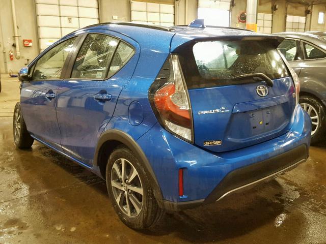 JTDKDTB35J1613913 - 2018 TOYOTA PRIUS C BLUE photo 3