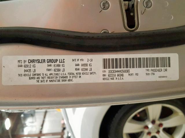 1B3CB3HA4AD568365 - 2010 DODGE CALIBER MA SILVER photo 10