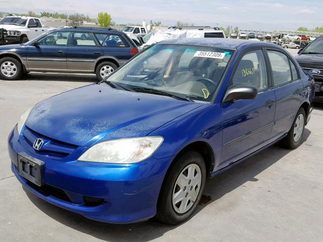 2HGES16375H618198 - 2005 HONDA CIVIC DX V BLUE photo 2