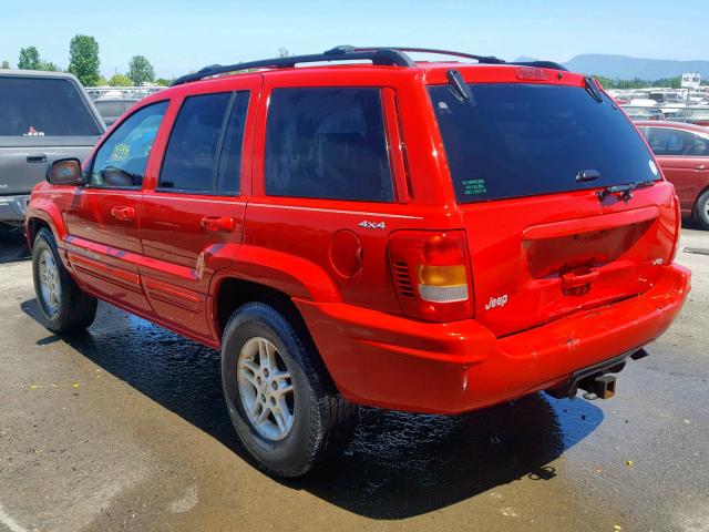 1J4GW68N8XC544913 - 1999 JEEP GRAND CHER RED photo 3