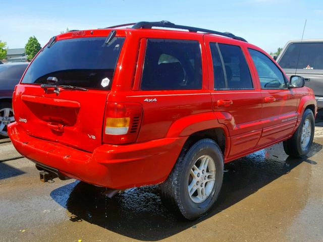 1J4GW68N8XC544913 - 1999 JEEP GRAND CHER RED photo 4