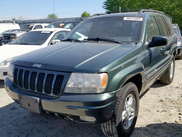 1J4GW58NXYC303768 - 2000 JEEP GRAND CHER GREEN photo 2