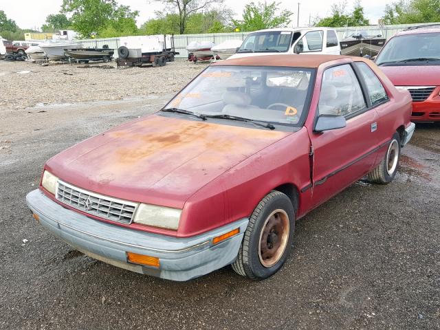 1P3XP24DXMN621855 - 1991 PLYMOUTH SUNDANCE A MAROON photo 2