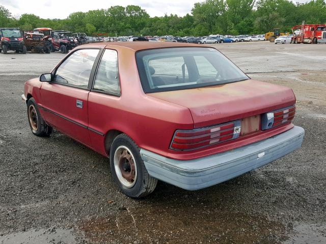 1P3XP24DXMN621855 - 1991 PLYMOUTH SUNDANCE A MAROON photo 3