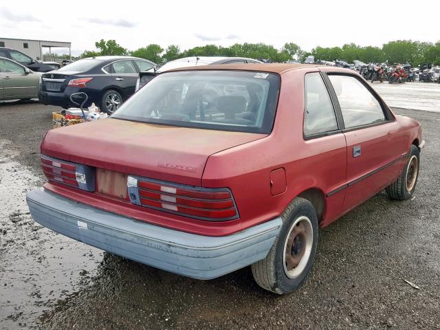 1P3XP24DXMN621855 - 1991 PLYMOUTH SUNDANCE A MAROON photo 4