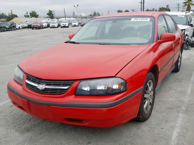 2G1WF55E559352278 - 2005 CHEVROLET IMPALA RED photo 2