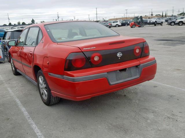 2G1WF55E559352278 - 2005 CHEVROLET IMPALA RED photo 3