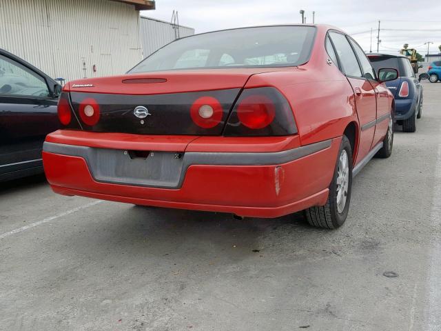 2G1WF55E559352278 - 2005 CHEVROLET IMPALA RED photo 4