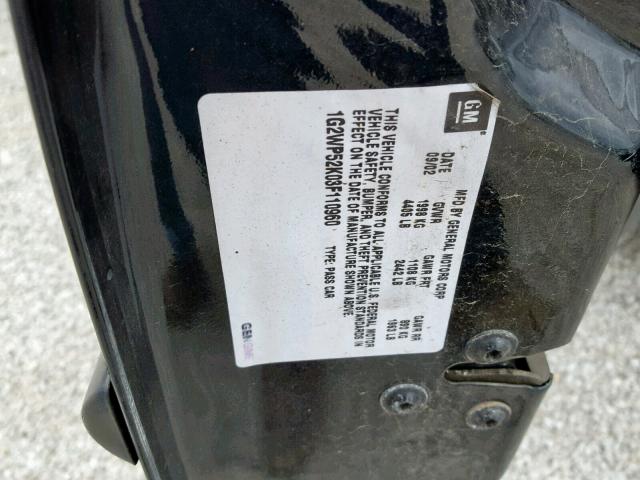 1G2WP52K03F110960 - 2003 PONTIAC GRAND PRIX 黑色 照片 10