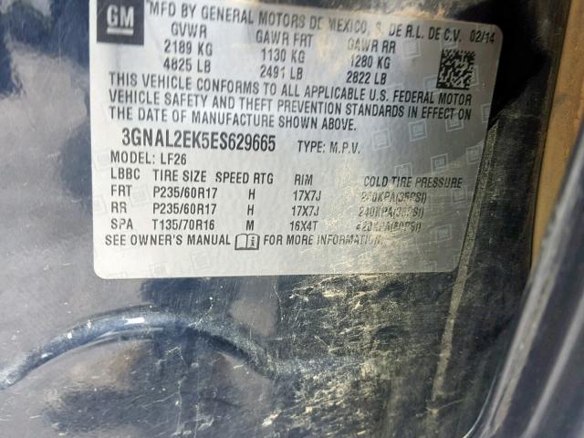 3GNAL2EK5ES629665 - 2014 CHEVROLET CAPTIVA LS 蓝色 照片 10