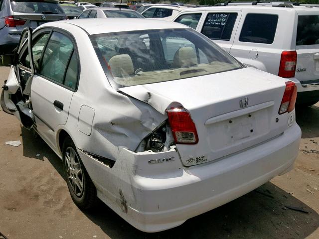 2HGES16335H613306 - 2005 HONDA CIVIC DX V WHITE photo 3