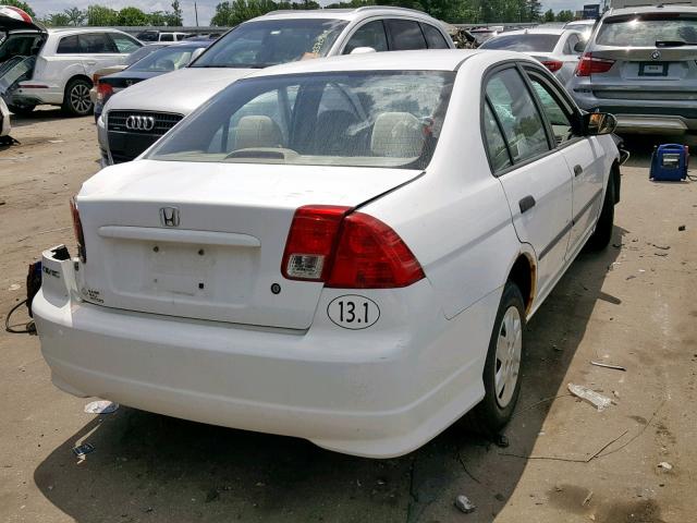 2HGES16335H613306 - 2005 HONDA CIVIC DX V WHITE photo 4