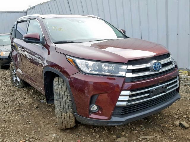 5TDDGRFH3KS052852 - 2019 TOYOTA HIGHLANDER MAROON photo 1