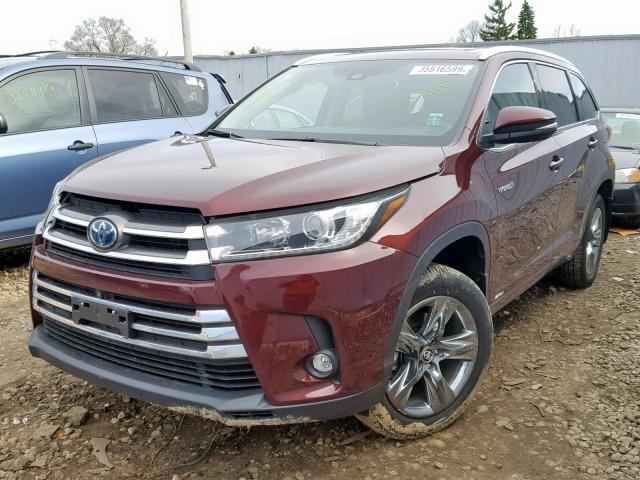 5TDDGRFH3KS052852 - 2019 TOYOTA HIGHLANDER MAROON photo 2