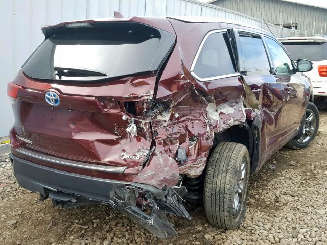 5TDDGRFH3KS052852 - 2019 TOYOTA HIGHLANDER MAROON photo 4