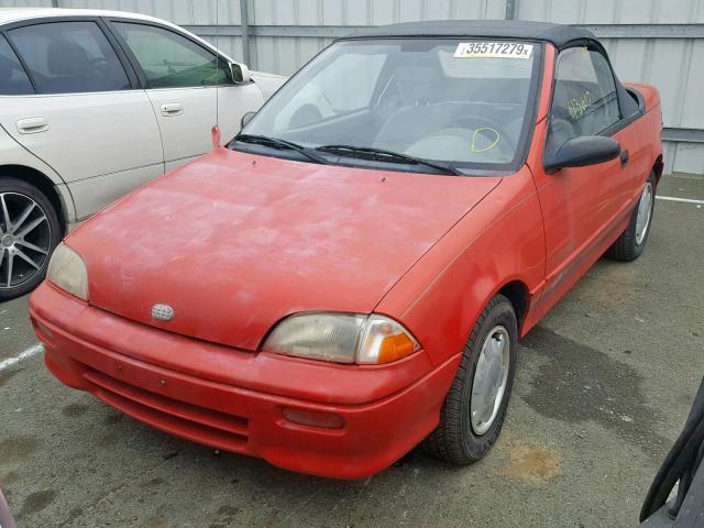 JG1MR3362NK213819 - 1992 GEO METRO LSI RED photo 2