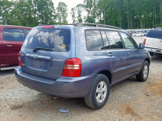 JTEHF21AX30153490 - 2003 TOYOTA HIGHLANDER BLUE photo 4