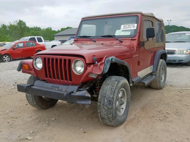 1J4FY19S2WP703624 - 1998 JEEP WRANGLER / BURGUNDY photo 2