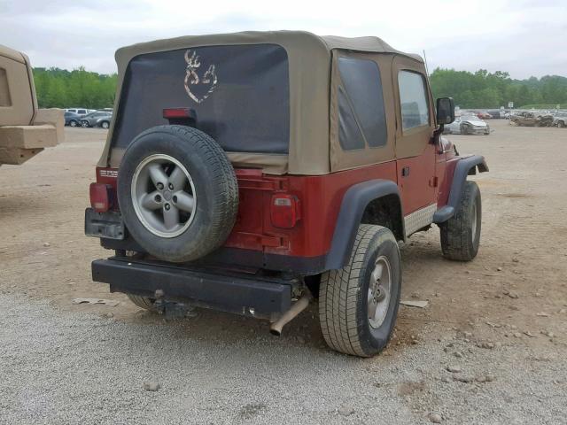 1J4FY19S2WP703624 - 1998 JEEP WRANGLER / BURGUNDY photo 4