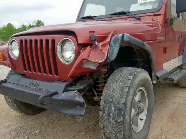 1J4FY19S2WP703624 - 1998 JEEP WRANGLER / BURGUNDY photo 9