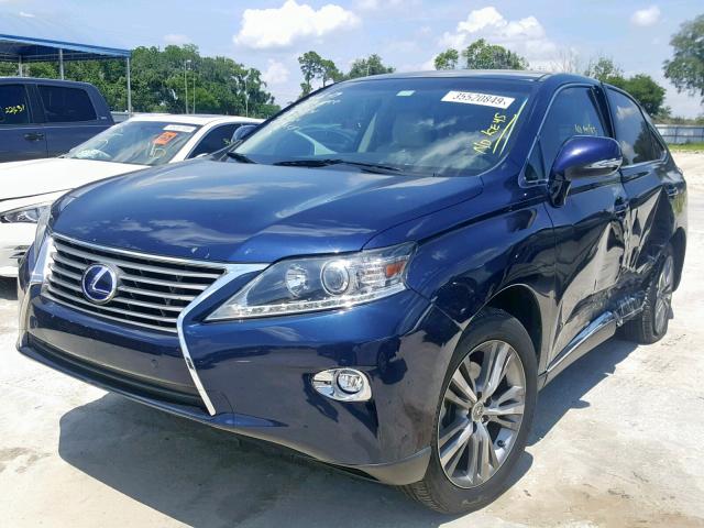 2T2ZB1BA7FC001329 - 2015 LEXUS RX 450H BLUE photo 2