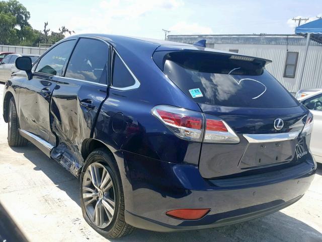 2T2ZB1BA7FC001329 - 2015 LEXUS RX 450H BLUE photo 3