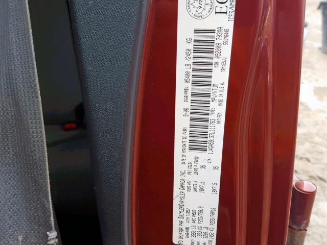 1J4GA59137L111763 - 2007 JEEP WRANGLER S ბურგუნდია ფოტო 10