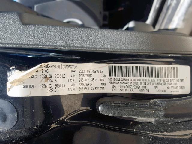 1J8HH48KX6C253884 - 2006 JEEP COMMANDER BLACK photo 10