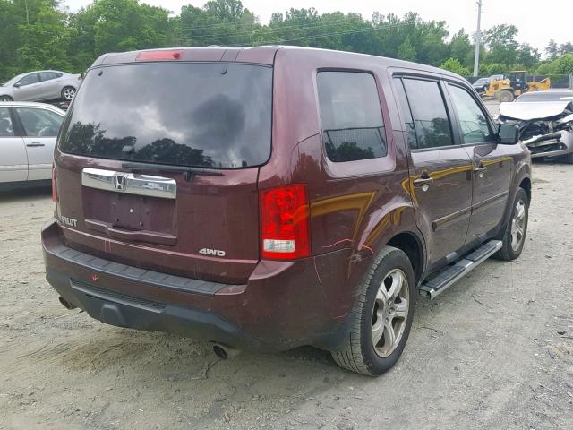 5FNYF4H77DB053845 - 2013 HONDA PILOT EXLN BURGUNDY photo 4