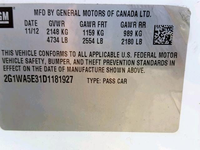 2G1WC5E30E1100086 - 2014 CHEVROLET IMPALA LIM WHITE photo 10