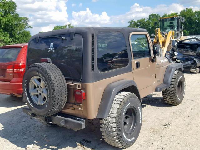 1J4FA29P8YP753484 - 2000 JEEP WRANGLER / BROWN photo 4