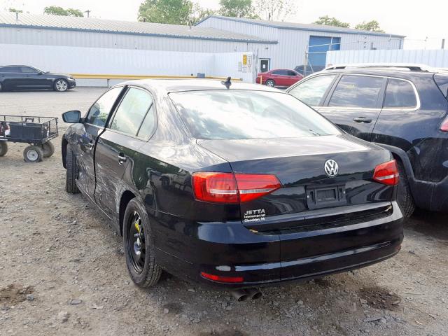 3VW2K7AJ7FM243066 - 2015 VOLKSWAGEN JETTA BASE BLACK photo 3