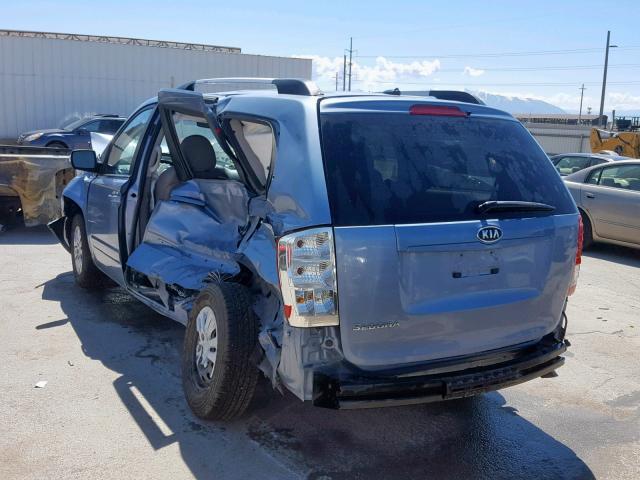 KNDMG4C78B6370724 - 2011 KIA SEDONA LX BLUE photo 3