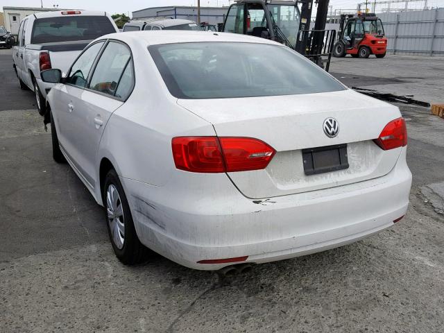 3VW2K7AJ5DM295857 - 2013 VOLKSWAGEN JETTA BASE WHITE photo 3