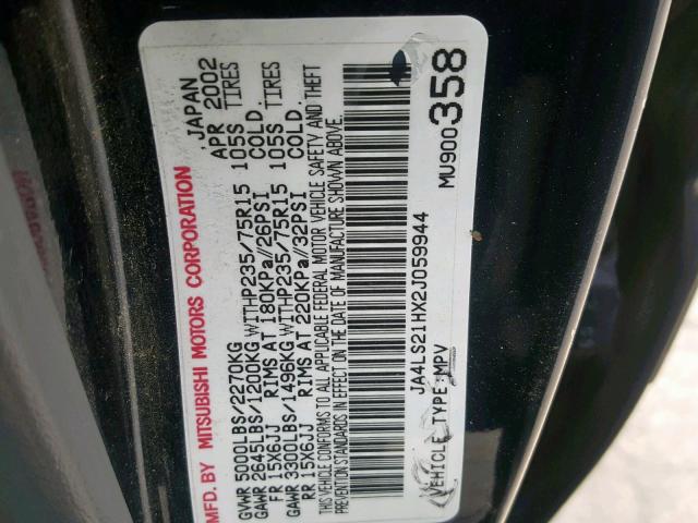 JA4LS21HX2J059944 - 2002 MITSUBISHI MONTERO SP BLUE photo 10