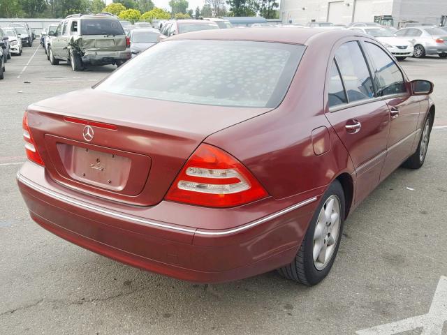 WDBRF61J83F389180 - 2003 MERCEDES-BENZ C240 MAROON photo 4