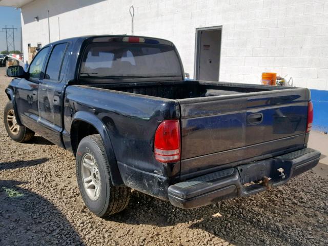 1B7HL38N92S660735 - 2002 DODGE DAKOTA QUA BLACK photo 3