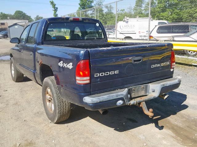 1D7HG38N24S641568 - 2004 DODGE DAKOTA QUA BLUE photo 3