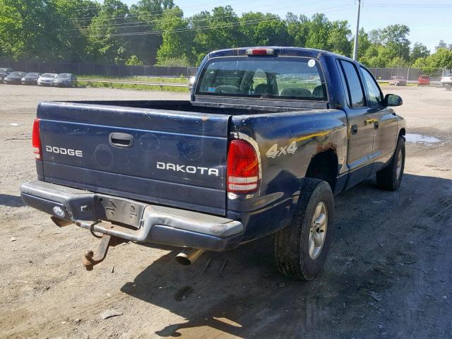 1D7HG38N24S641568 - 2004 DODGE DAKOTA QUA BLUE photo 4