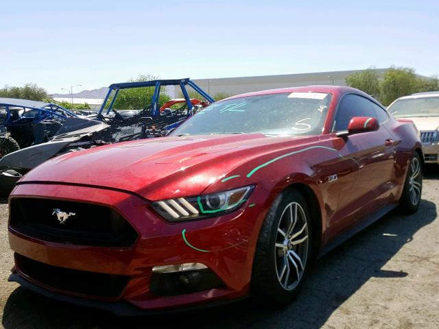 1FA6P8CF1F5408870 - 2015 FORD MUSTANG GT RED photo 2