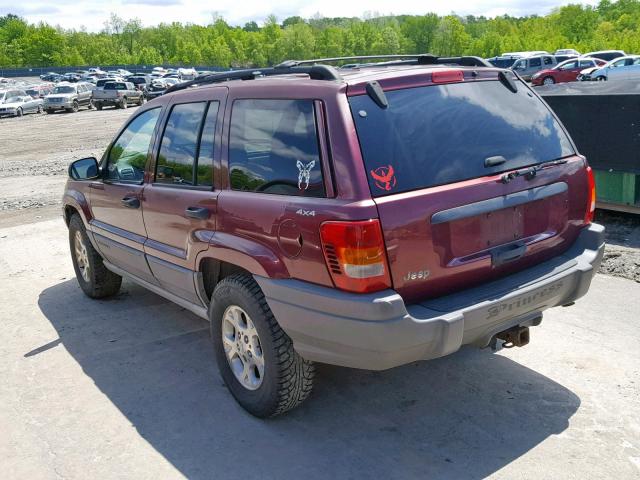 1J4GW48S3YC204130 - 2000 JEEP GRAND CHER BURGUNDY photo 3