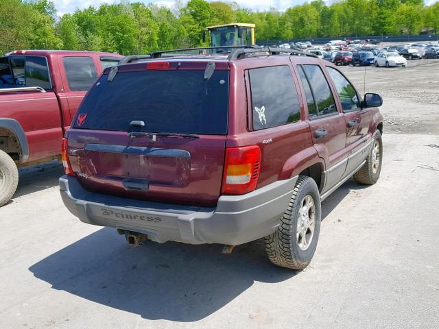 1J4GW48S3YC204130 - 2000 JEEP GRAND CHER BURGUNDY photo 4