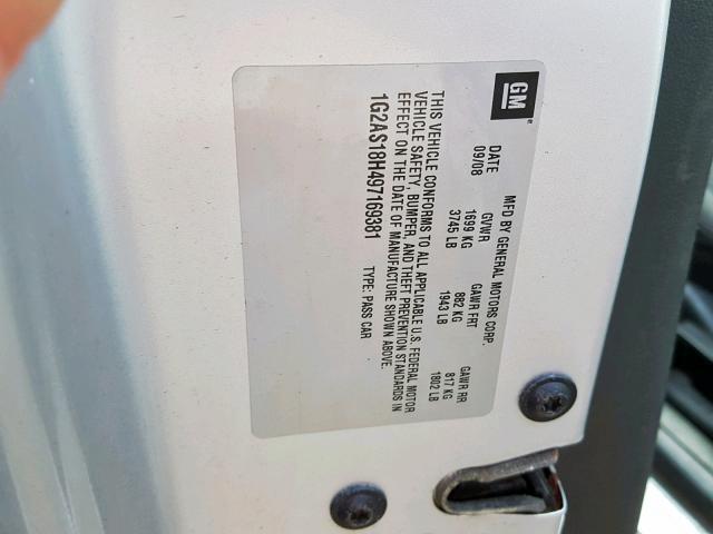 1G2AS18H497169381 - 2009 PONTIAC G5 GRAY photo 10