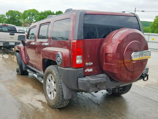 5GTDN13E078177359 - 2007 HUMMER H3 MAROON photo 3