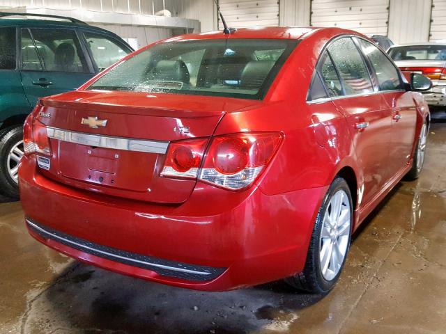 1G1PG5SB7D7106182 - 2013 CHEVROLET CRUZE LTZ RED photo 4